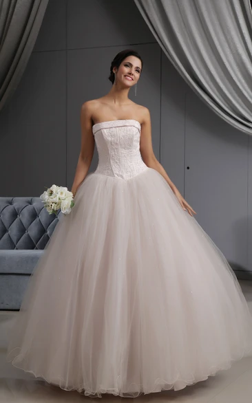 Pink Tulle Wedding Dress With Embroideried Bodice Blushing & Ball Gown