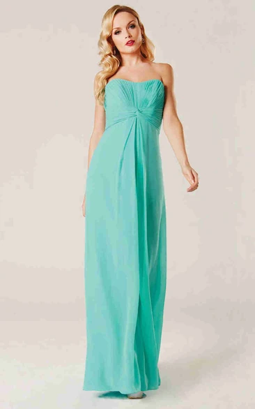 Strapless Sheath Bridesmaid Dress Ruched Empire Floor-Length