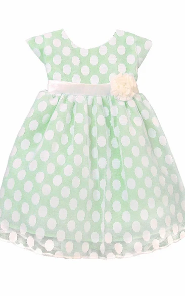 Tiered Empire Cap-Sleeve Tea-Length Flower Girl Dress Modern Dress for Girls