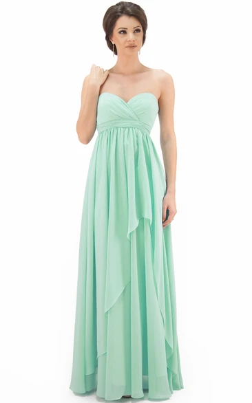 Sweetheart Draped Chiffon Bridesmaid Dress without Sleeves