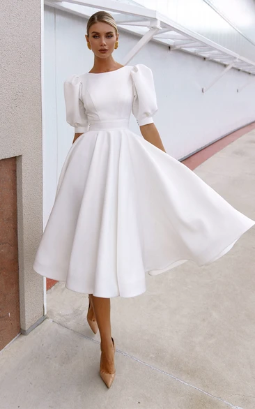 White Knee Length Dresses Bridelulu