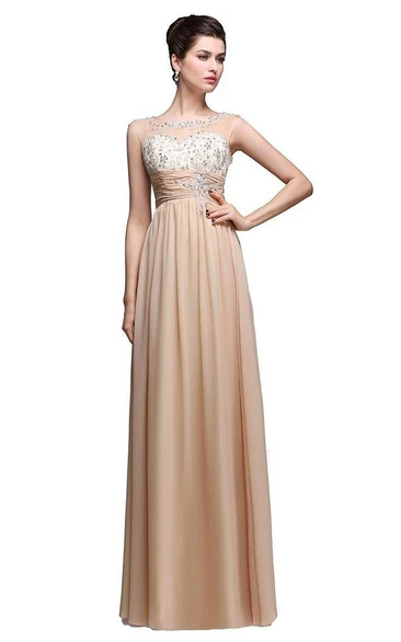 A-line Chiffon Sequin Bridesmaid Dress with Cap Sleeves