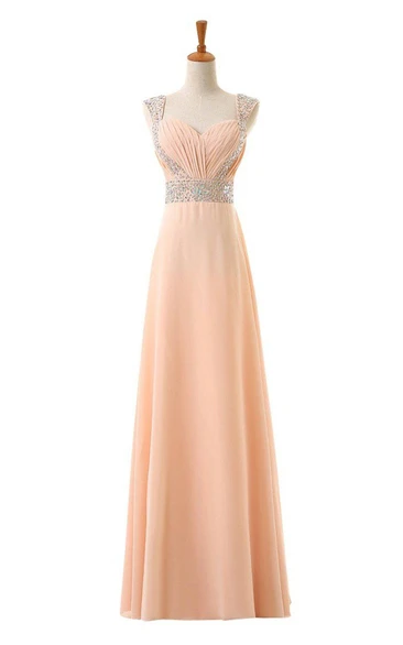 Elegant Cap-sleeved Chiffon Dress with Sequined Shoulders for any Occasion