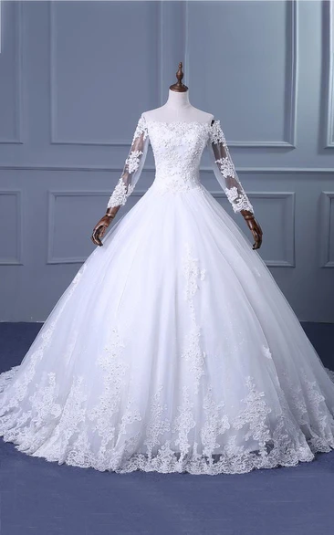 Tea-Length A-Line Ball Gown with Off-Shoulder Straps and Beading