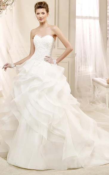 Cascading Ruffles A-Line Wedding Dress with Sweetheart Neckline Unique Wedding Dress