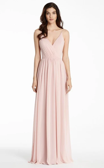 Chiffon Bridesmaid Dress with Spaghetti Straps and Ruching