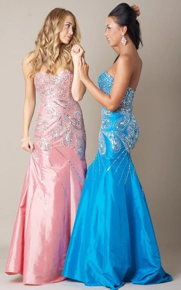 Sweetheart Taffeta Prom Dress Floor-Length & Beaded