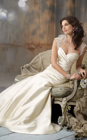 Sleeveless Satin Dress with Crisscross Ruching Elegant Wedding Dress