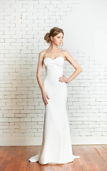 Simple Fit and Flare Wedding Dress with Sweetheart Neckline