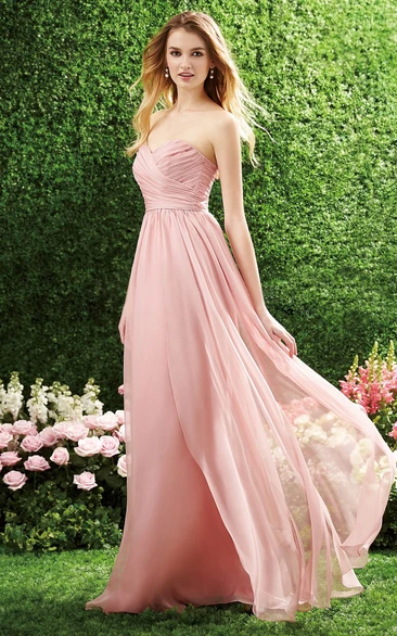 A-Line Sweetheart Bridesmaid Dress with Ruching Long
