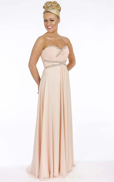Sweetheart Beaded Chiffon Prom Dress A-Line Empire Floor-Length