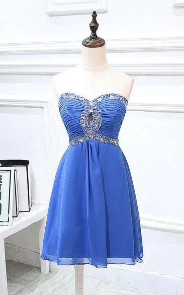 Strapless Chiffon Dress with Beading Empire & Short