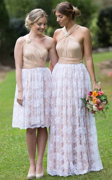 Strapped Knee-Length Chiffon Bridesmaid Dress with Ruching