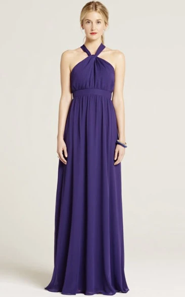 Bowed Halter Chiffon Bridesmaid Dress Sleeveless