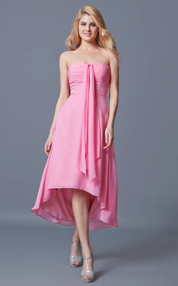 Chiffon High-low Dress with Sweetheart Neckline and Ruched Bodice