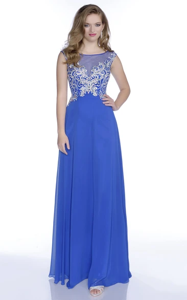 Chiffon A-Line Prom Dress with Low-V Back and Bateau Neckline Modern Prom Dress 2024