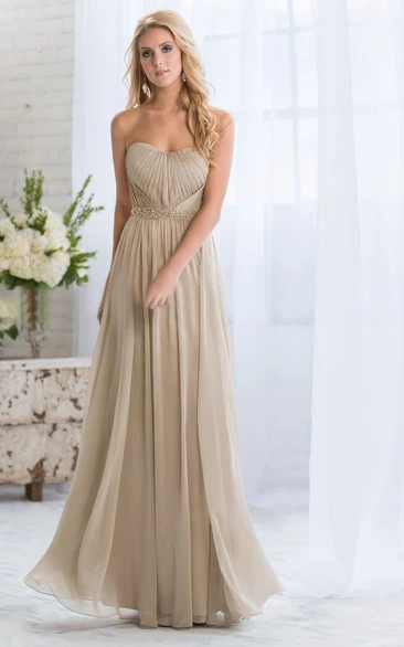 Pleated Crystal Waist Sweetheart A-Line Bridesmaid Dress Modern Prom Dress