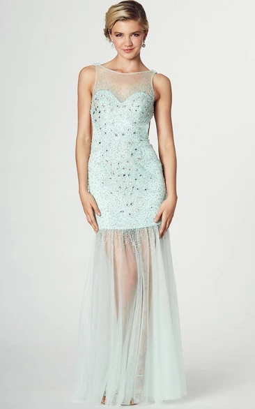 Beaded Tulle Sleeveless Prom Dress with Pleats and Straps Elegant Formal Dress 2024