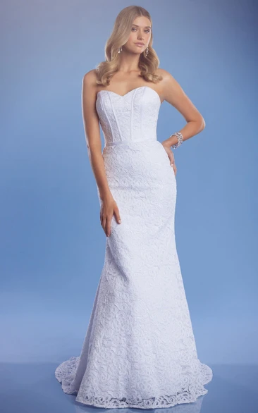 Lace Sleeveless Sweetheart Wedding Dress Sheath Floor-Length Style