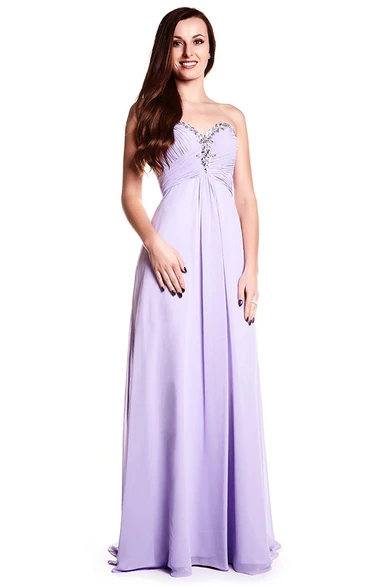 Sweetheart Chiffon Prom Dress with Ruched Bodice and Sleeveless Design