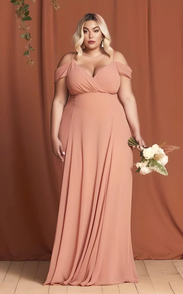 Sleeveless Chiffon Bridesmaid Dress 2024 Plus Size A-Line Bohemian