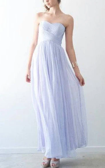 Criss Cross Pleated Sweetheart Bridesmaid Dress Ankle-Length