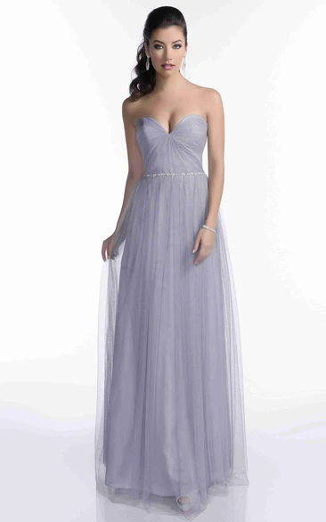 Sweetheart Tulle A-Line Bridesmaid Dress with Beaded Waist Elegant Bridesmaid Dress