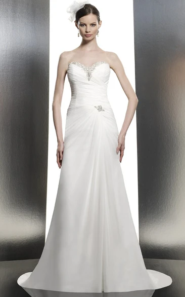 A-Line Sweetheart Wedding Dress with Criss-Cross and Lace-Up Back