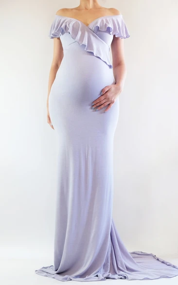 Simple Maternity Prom Dress with Sheath Silhouette and Brush Train