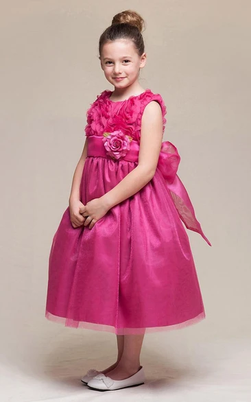 Empire Tiered Tulle Flower Girl Dress Floral Embroidered Elegant