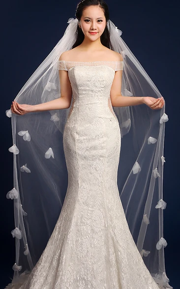 Exquisite Flower Cathedral Wedding Veil Ethereal Style