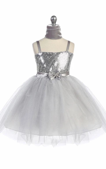 Beaded Tulle Flower Girl Dress with Cape Elegant Wedding Dress