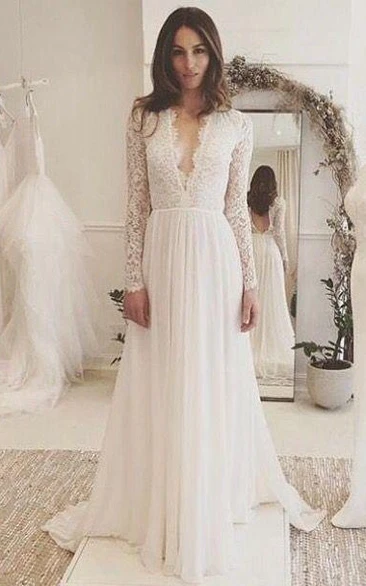Lace Wedding Dress, Open Back Wedding Dress, Low V-back Dress, Boho Wedding  Dress, Bohemian Wedding Dress, Wedding Dress With Sleeves -  Canada
