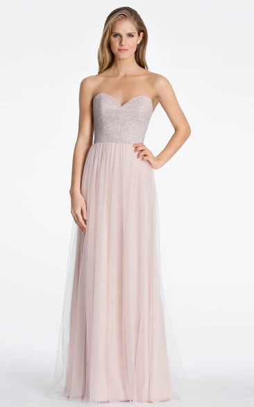 Sweetheart Tulle Bridesmaid Dress with Beading and Low-V Back