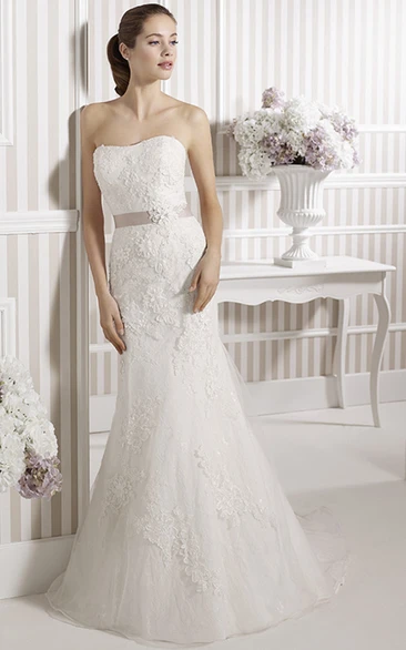 Strapless Lace Mermaid Wedding Dress Unique Bridal Gown