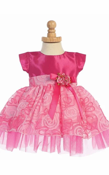 Tiered Tulle & Taffeta Short Flower Girl Dress Modern and Stylish