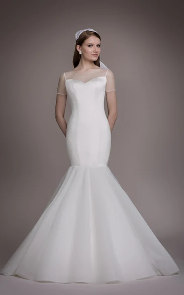 Satin Organza Mermaid Wedding Dress Stylish & Elegant