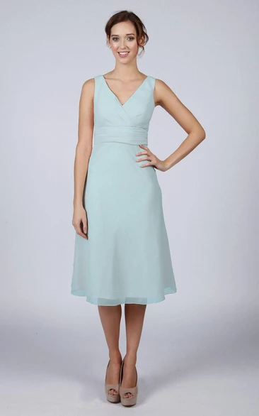 Short Light Blue Classic Prom Bridesmaid Dress