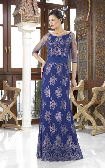 Illusion Sleeve Chiffon Mother Of The Bride Dress with Appliques Elegant Formal Dress