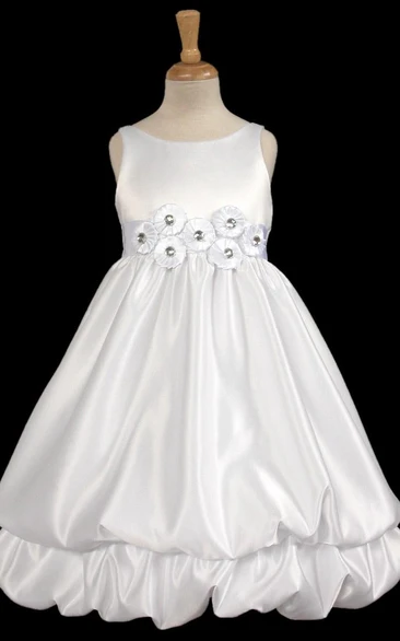 Sleeveless Tea-Length Flower Girl Dress with Bow Elegant and Unique