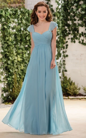 A-Line Bridesmaid Dress with Crisscross Ruching and Square Back Modern Bridesmaid Dress