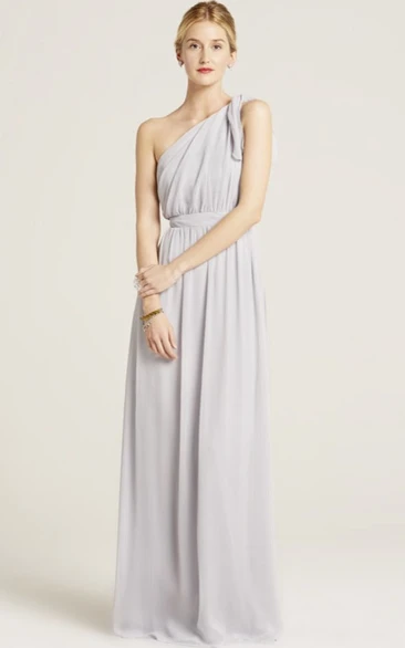 One-Shoulder Ruched Chiffon Bridesmaid Dress Sleeveless