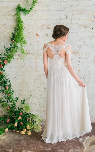 A-Line Chiffon Wedding Dress with Appliques Long & Classy