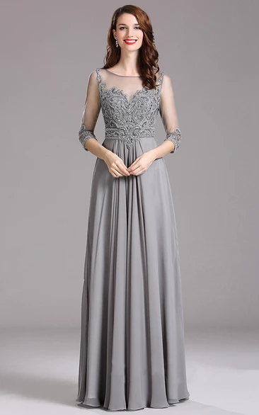 Floor-Length Empire Chiffon Formal Dress with Keyhole Back