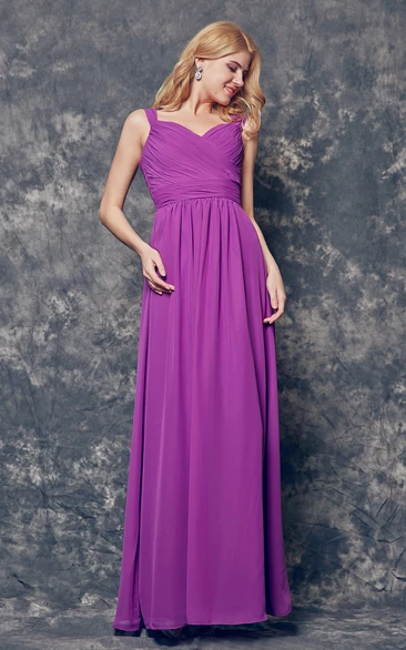 Ruched A-line Chiffon Bridesmaid Dress with Spaghetti Straps Flowy & Classy