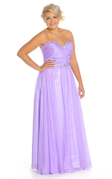 Beaded Chiffon Sweetheart Prom Dress Sleeveless Floor-Length