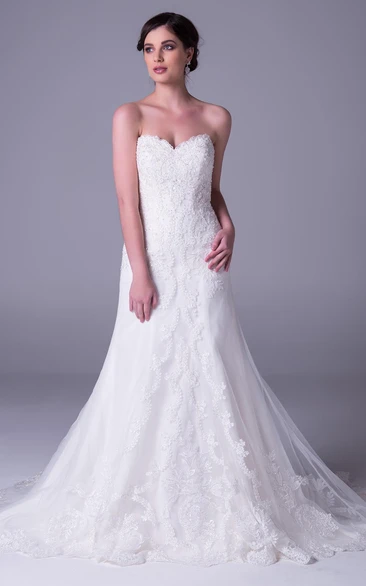 Lace A-Line Wedding Dress with Sweetheart Neckline and V-Back