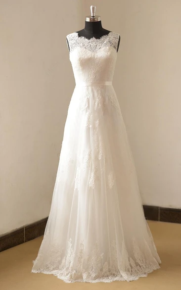 Ivory Lace A-Line Wedding Dress with Flowy Skirt