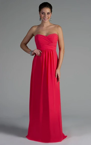 A-Line Chiffon Criss-Cross Bridesmaid Dress with Sweetheart Neckline