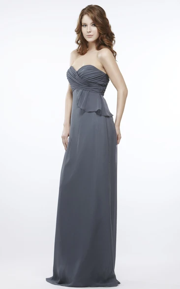 Sweetheart Maxi Criss-Cross Chiffon Bridesmaid Dress With Peplum Unique Dress Women